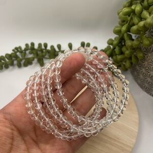 ONE Clear Quartz Beaded Stretch Bracelet- 6mm (0021)